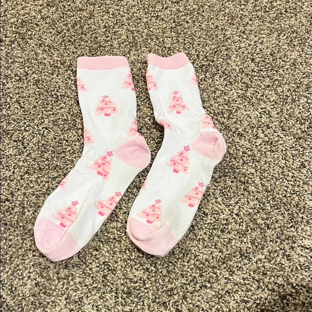 Pink and White Patterned Socks